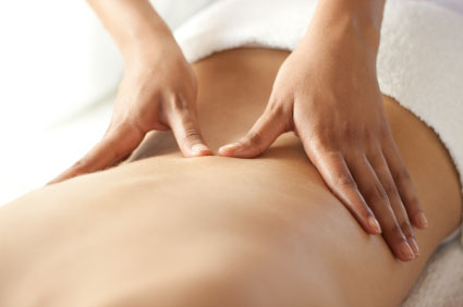 Lady having back massage